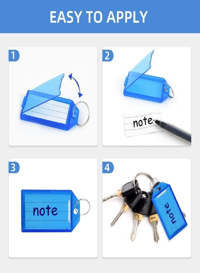 16 Pack Key Tags Tough Plastic Key Tag with Split Ring & Blank Paper Labels & Transparent Window Covers Assorted Colors Key Chain Label Sturdy Item Identifiers 2 Inch ID Tag for Keys (8 Colors) - Image 5