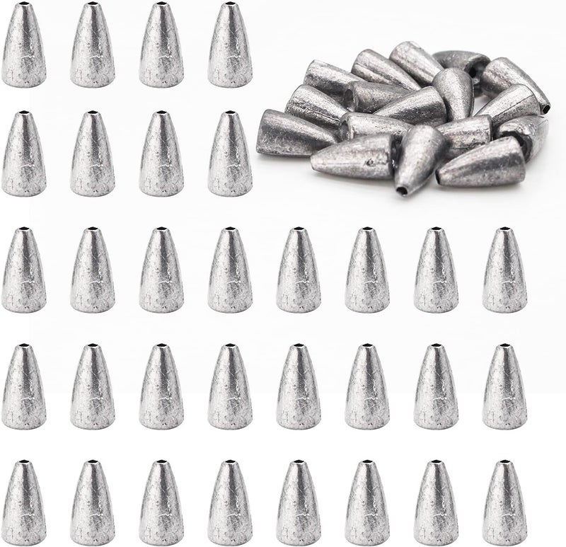 FREGITO Fishing Weight Sinkers, 50pcs/55pcs Lead Worm Weights Fishing Sinkers for Bass Fishing Texas Rigs - Image 1