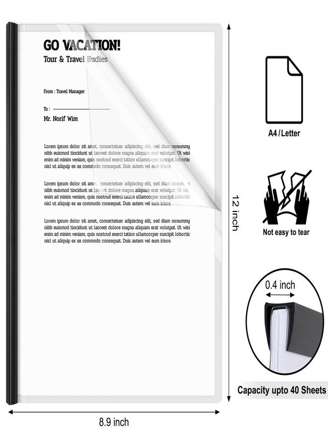 JOERSH 10Pcs Clear Report Covers with Sliding Bar, Plastic Binder Paper Protector, Report Folders with Clear Cover for Resume Portfolio Presentation File Documents, Black - Image 2