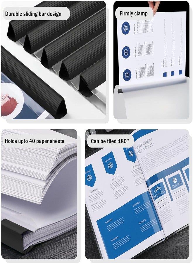 JOERSH 10Pcs Clear Report Covers with Sliding Bar, Plastic Binder Paper Protector, Report Folders with Clear Cover for Resume Portfolio Presentation File Documents, Black - Image 4