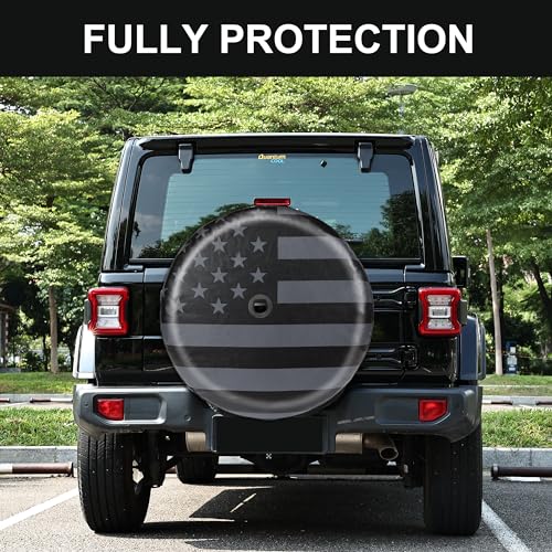 MOONET Tire Cover with Camera Hole, for Jeep Wrangler JL with Back-up Camera, Sport & Sahara (2018-2025) Grey Flag, Fits 285/70R17 - Image 4