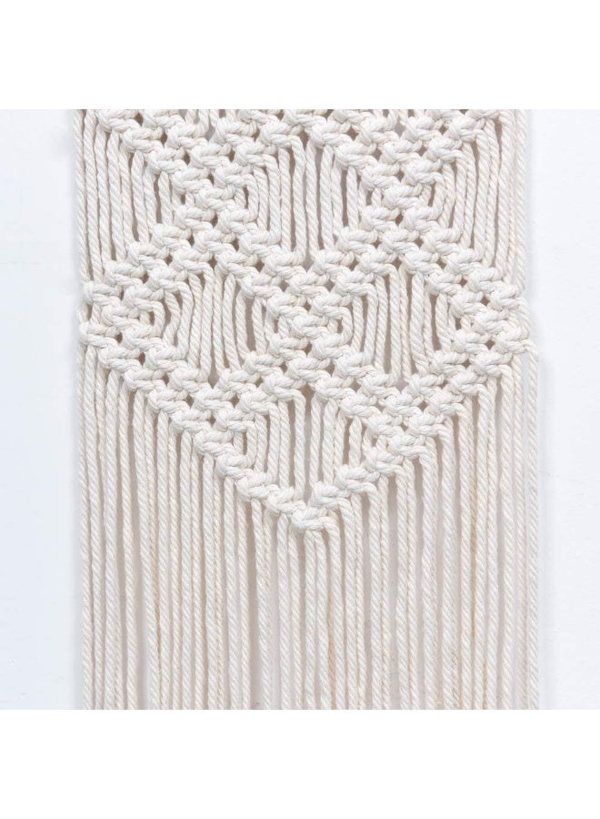Ebristar Macrame Wall Hanging - Boho Chic Handmade Woven Tapestry - Modern Rustic Wall Art Home Decor - Apartment Dorm Bedroom Nursery Wall Decoration, 10" W x 39" L - Off-White - Image 1