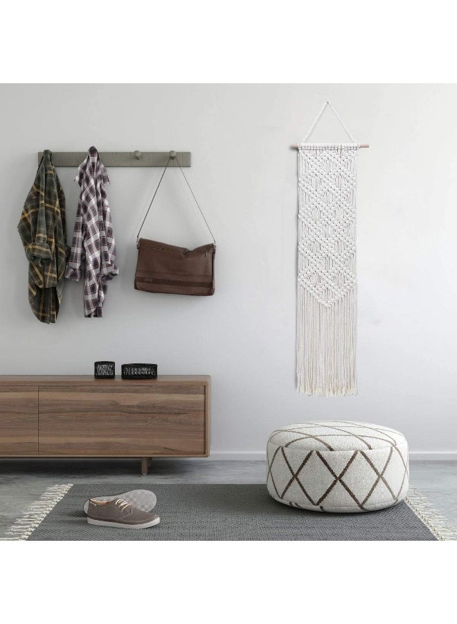 Ebristar Macrame Wall Hanging - Boho Chic Handmade Woven Tapestry - Modern Rustic Wall Art Home Decor - Apartment Dorm Bedroom Nursery Wall Decoration, 10" W x 39" L - Off-White - Image 2