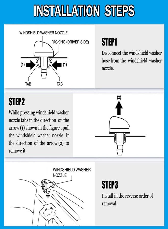 DWARFOO Windshield Washer Nozzles Kit, Windshield Washer Hose Kit with Connectors Compatible with Honda Pilot 2009-2012 2014 2015, Replace OEM# 76810-SZA-A01ZA - Image 5