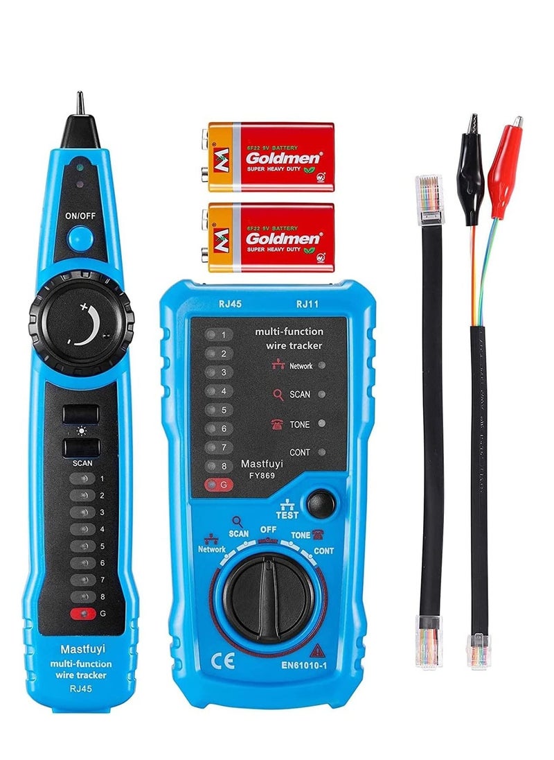 Excefore - Wire Tracker, Network Line Finder, RJ11 RJ45 Cable Tester Line Finder Multifunction Wire Tracker, Telephone Line Tester, Toner Ethernet LAN Tester for Network Cable Collation, Continuity Checking - Image 1