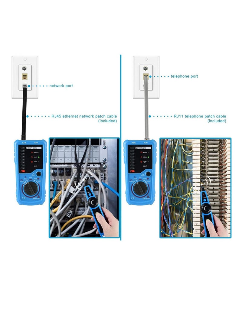 Excefore - Wire Tracker, Network Line Finder, RJ11 RJ45 Cable Tester Line Finder Multifunction Wire Tracker, Telephone Line Tester, Toner Ethernet LAN Tester for Network Cable Collation, Continuity Checking - Image 1