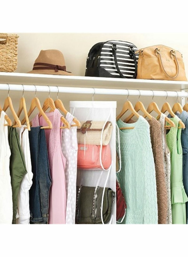 Y&D Handbag Hanging Organizer, 8 Pocket Purse Organizer Storage Hanger Cloth Closet for Family Bedroom, Foldable and Universal Fit, with Clear Pockets - Image 5