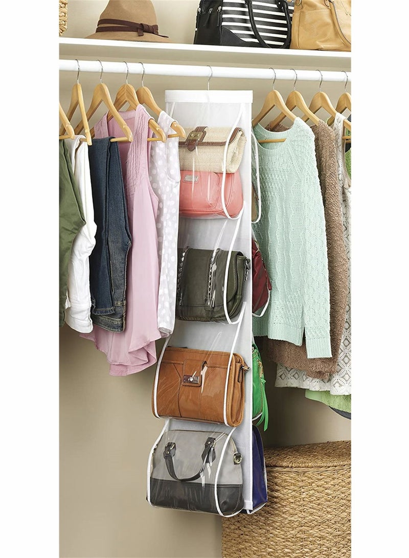Y&D Handbag Hanging Organizer, 8 Pocket Purse Organizer Storage Hanger Cloth Closet for Family Bedroom, Foldable and Universal Fit, with Clear Pockets - Image 2