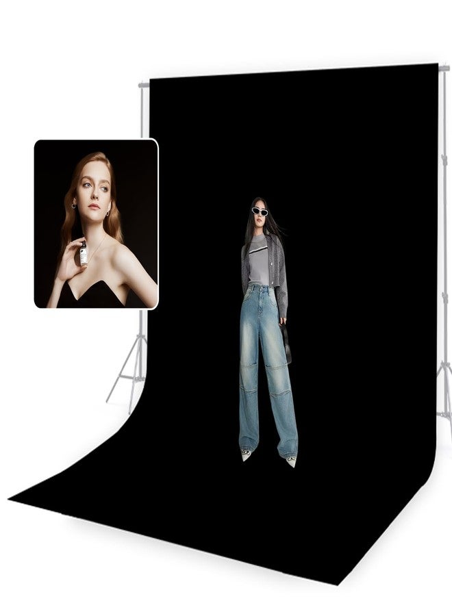 BEIYANG 10 x 10 ft Black Backdrop Background for Photography, Black Photo Cloth Background Screen for Photography, Wrinkle-Resistant Black Curtain for Portrait, Product Video, Photography Studio - Image 1