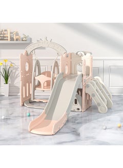Beauenty Indoor Home Toddler Plastic Baby Slide and Swing Set and Basketball Hoop（pink)  - Image 2