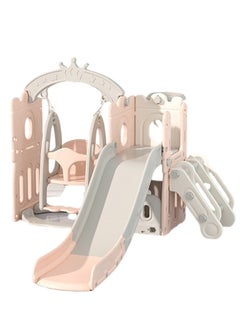 Beauenty Indoor Home Toddler Plastic Baby Slide and Swing Set and Basketball Hoop（pink)  - Image 1