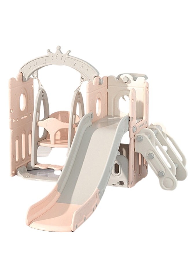 Beauenty Indoor Home Toddler Plastic Baby Slide and Swing Set and Basketball Hoop（pink)  - Image 1
