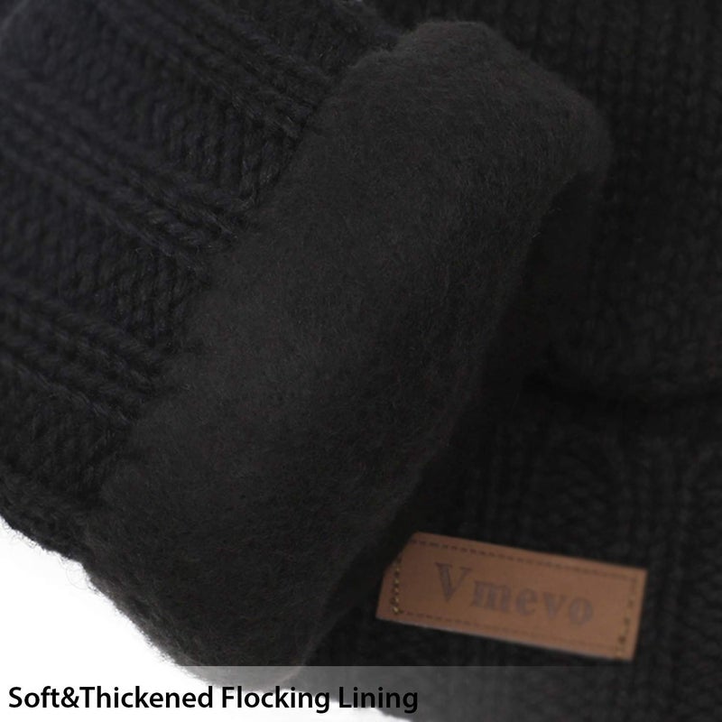 ViGrace Winter Knitted Convertible Fingerless Gloves Wool Mittens Warm Mitten Glove for Women and Men - Image 2