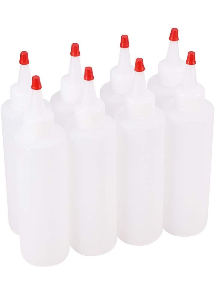 Teensery Teensery 8 Pcs 6oz Plastic Squeeze Bottles with Red Tip Caps Multi Purpose Bottles for DIY Crafts Art Glue 