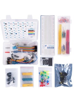 Electronic components fun kit, includes power module, jumper wires, 830 tie-point breadboard, precision potentiometer, resistors, LEDs, compatible with Arduino, Raspberry Pi, STM32