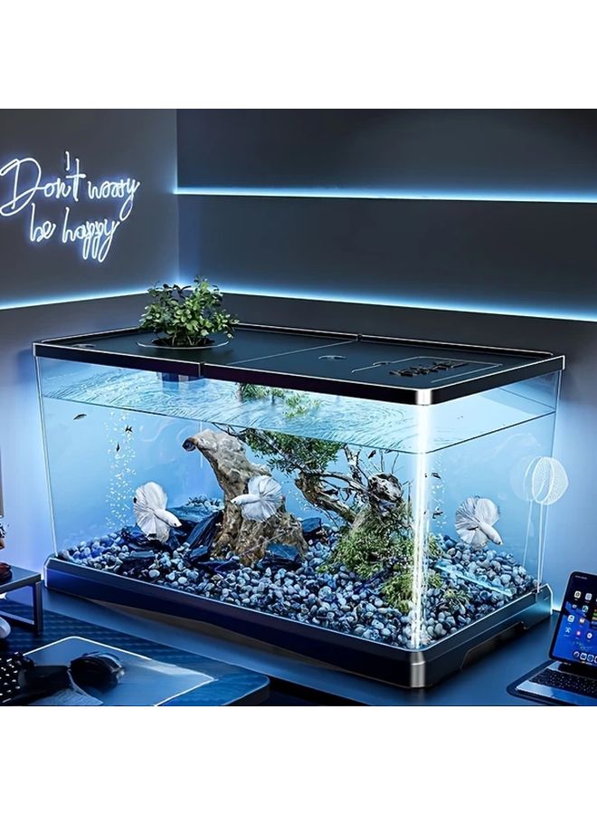 15.16 × 8.46 × 8.27 بوصة - حوض أكواريوم كبير مزود بغطاء متين شفاف مضاد للانسكاب - Image 2