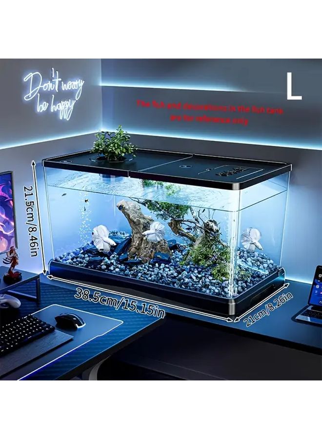 15.16 × 8.46 × 8.27 بوصة - حوض أكواريوم كبير مزود بغطاء متين شفاف مضاد للانسكاب - Image 1