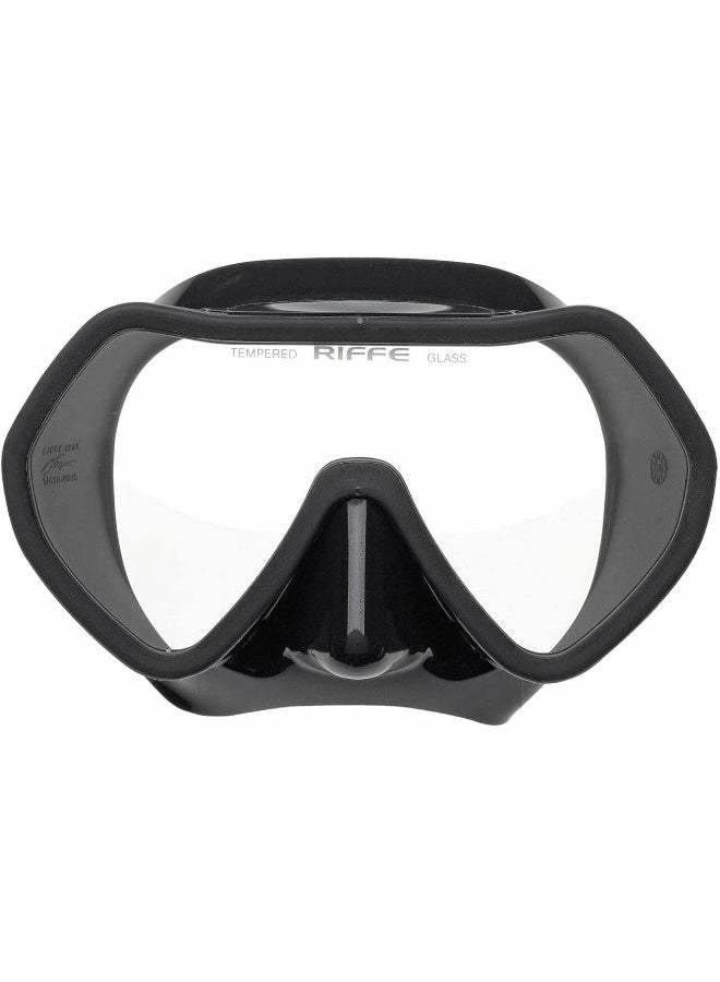 Riffe Riffe Black Frameless Diving Mask - Panoramic Single Lens - Fog-Reducing Silicone - Anatomical Frame for Universal Fit - Durable Nylon Frame - Ideal for 1-30ft Exploration - Image 3