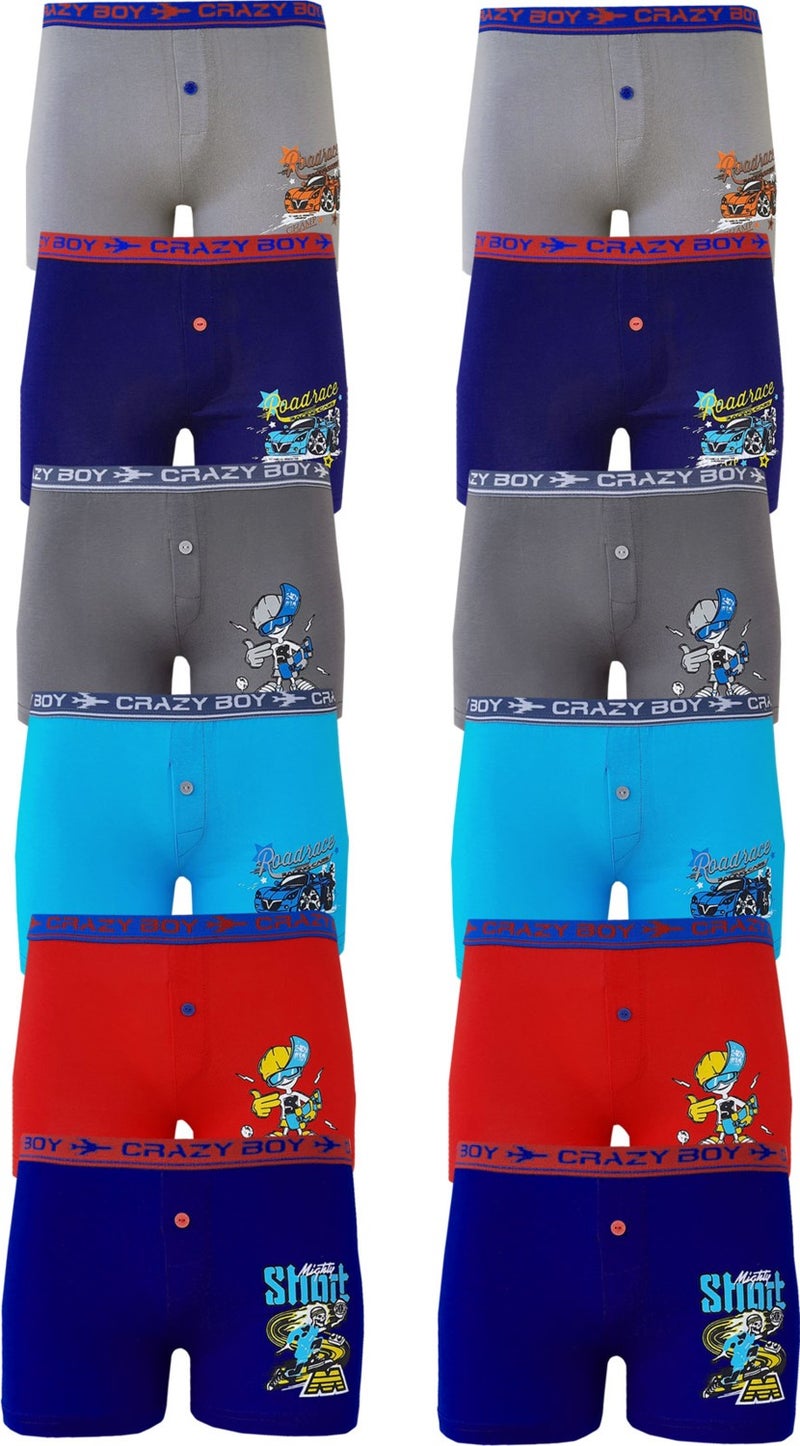 Competing All 12LI Boy's Colorful Printed Boxer Panties Children's Boxers