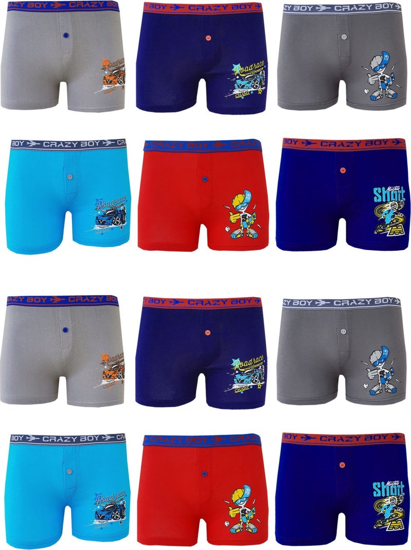 Competing All 12LI Boy's Colorful Printed Boxer Panties Children's Boxers
