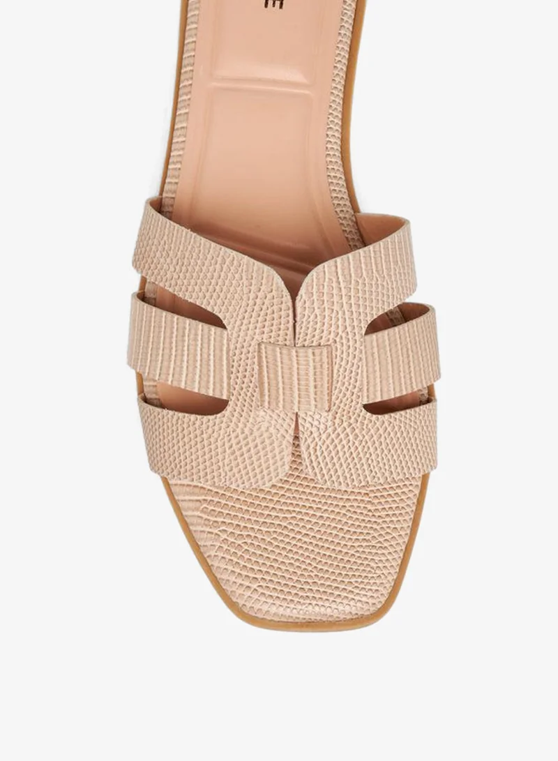 Celeste Beige Women's Textured Slip-On Flat Sandals for Women | Best Price UAE