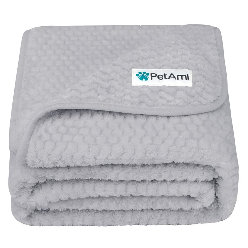 PetAmi Waterproof Dog Blanket, Leakproof XL Pet Blanket for Large Dogs, Furniture Sofa Couch Cover Protector, Fleece Cat Throw Bed Crate Kennel, Reversible Washable Soft Plush, Twin 60x80 Light Gray - Image 1