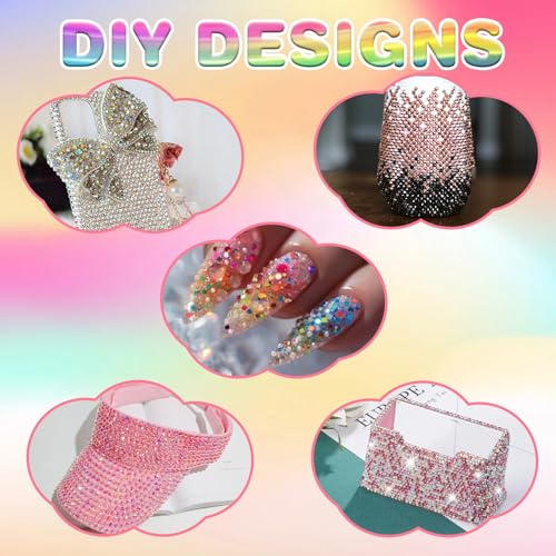 MeiAid 3000Pcs 28 Colors Jelly Rhinestones 3mm, Multicolor Resin Flatback Rhinestones, Bedazzling Kit with 3Pcs 10ml B7000 Jewelry Glue for Nail Art, Diamond Painting, DIY Crafts and Decorations - Image 3