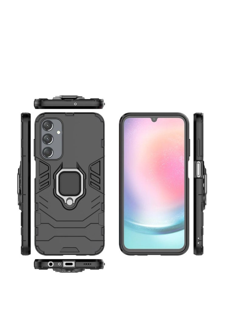 Rotating Ring Holder | Military Grade Armor | Bumper Back Cover for Samsung Galaxy A24 / A25 5G (Blue) - Image 3