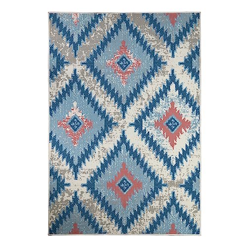 Welspun Wonder-Full Polyester Carpet for Hall, Living Room & Bedroom | Anti-Skid | Fold Mark Resistant | Machine Washable | Gel Foam Back | 4x6 Feet | Teal & Multicolor - Image 2