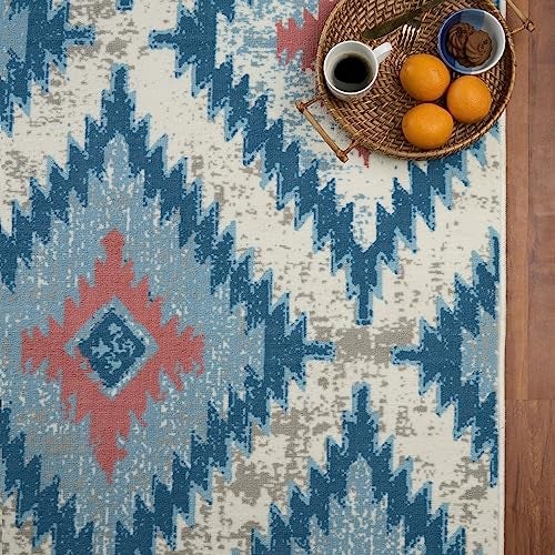 Welspun Wonder-Full Polyester Carpet for Hall, Living Room & Bedroom | Anti-Skid | Fold Mark Resistant | Machine Washable | Gel Foam Back | 4x6 Feet | Teal & Multicolor - Image 3