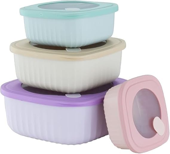 LEVGRY 4 Pieces Food Storage Containers with Lids Plastic BPAfree Mixing Bowl with Lids Prep Serve Bowl Set Nesting Storage Food Container Dishwasher Freezer Microwave Safe - Image 1