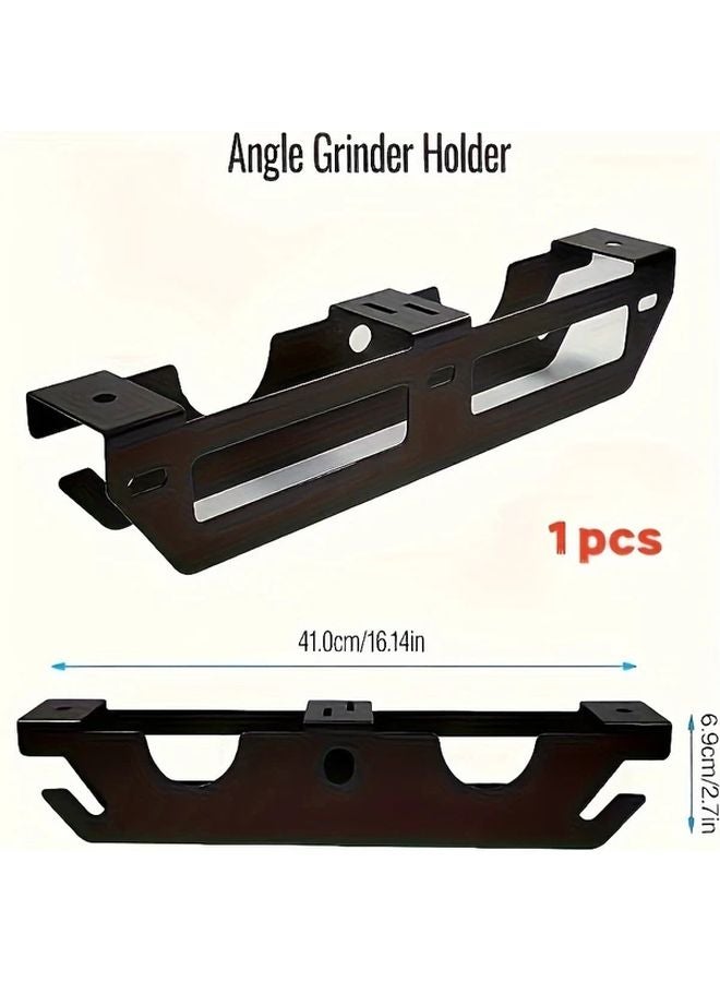 Black Dual Slot Angle Grinder Wall Mount with Rope Hook Durable Steel Storage Rack for Workshop Garage - Image 1