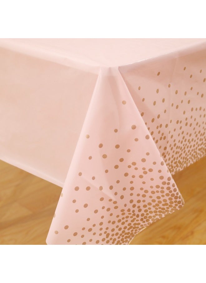 Generic Thickened Disposable Peva Tablecloth Waterproof Star Dot Design Suitable For Birthday Wedding Party Table Protector-Color:Foundation Gold Dots-Specifications:137*274cm  - Image 1