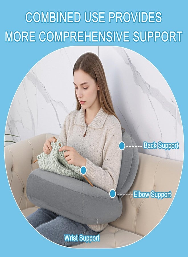 ROYALAY 2 Pcs Crochet Pillow for Lap Lumbar Support, Reading Pillow for Gaming with Memory Foam, Compact Arm Support for Reading Playing Crocheting Gaming Working - Image 5