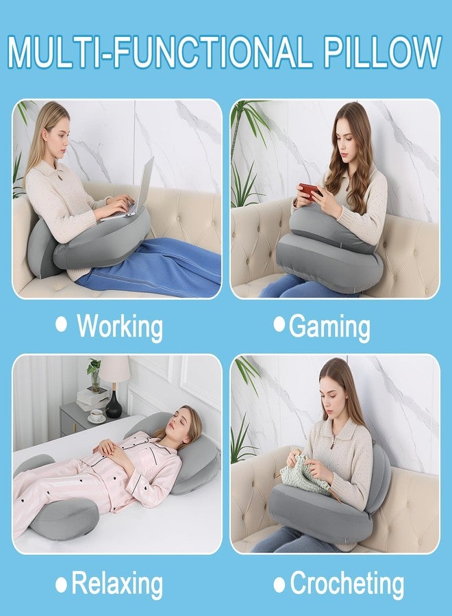 ROYALAY 2 Pcs Crochet Pillow for Lap Lumbar Support, Reading Pillow for Gaming with Memory Foam, Compact Arm Support for Reading Playing Crocheting Gaming Working - Image 4