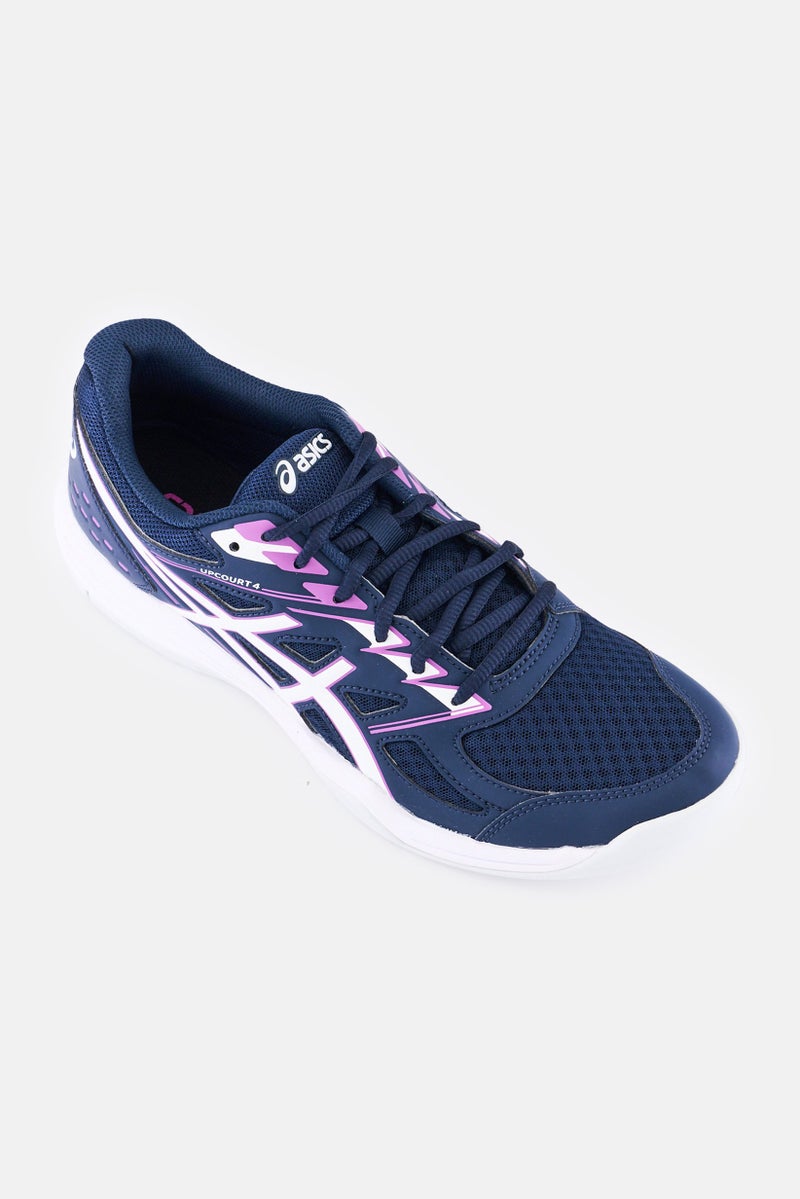 asics Women Upcourt 4 Lace Up Running Shoes, Navy - Image 1