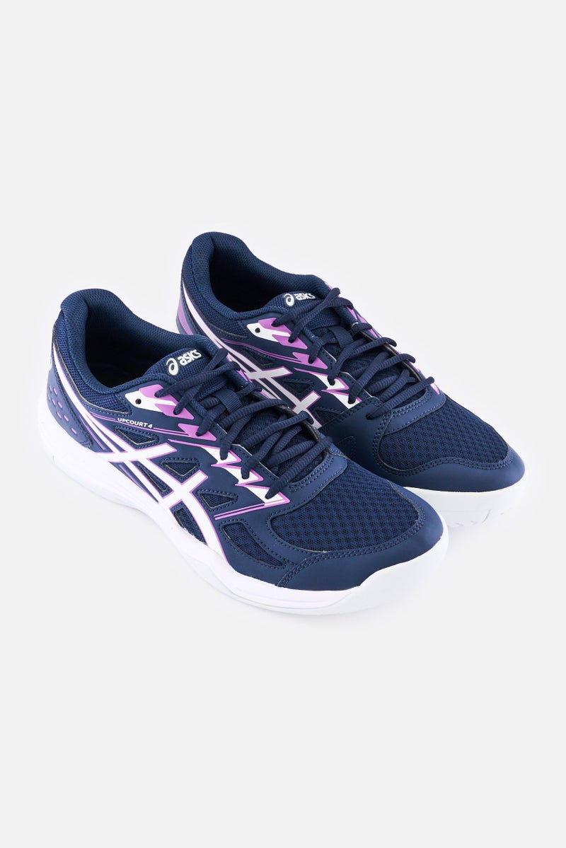 asics Women Upcourt 4 Lace Up Running Shoes, Navy - Image 3