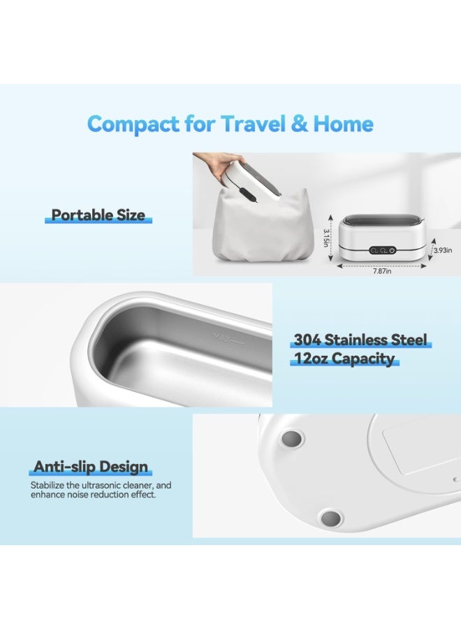 Ultrasonic Jewelry Cleaner, 48KHz Ultrasonic Cleaner Machine for Jewelry, Eyeglasses, Rings, Watch Strap, Dentures- Dual Cleaning Modes, 304 Stainless Steel Tank - Image 4