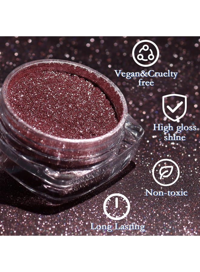 SIUSIO 16 Jars Chrome Nail Powder Nail Art Glitter Decoration Metallic Mirror Effect Holographic Aurora Pearl Mermaid White Pigment Powder Kit for Resin Craft Nail Art - Aurora Phantom - Image 3