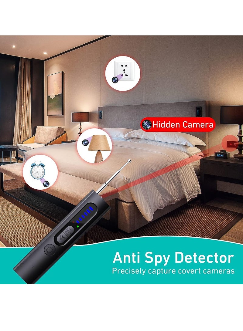 Hidden Camera Detector, Pocket Sized Anti Spy Bug Sweeper Listening Device Detector, Durable Portable RF Wireless Signal Scanner, Listening Device Camera Finder For Home Office Travel