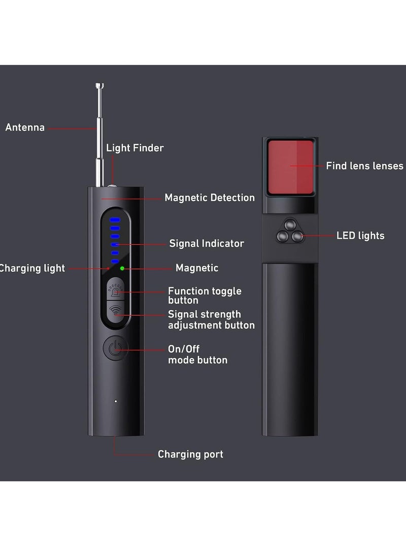 Hidden Camera Detector, Pocket Sized Anti Spy Bug Sweeper Listening Device Detector, Durable Portable RF Wireless Signal Scanner, Listening Device Camera Finder For Home Office Travel