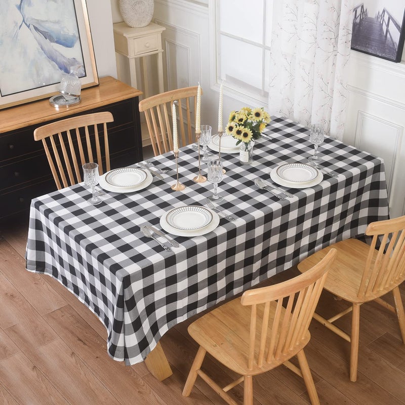 2 Pack Waterproof Polyester Fabic Rectangle Checkered Tablecloth60x84 Outdoor Table ClothOil Stain Prevention Table Cloth for Pinics and PartiesBlack and White