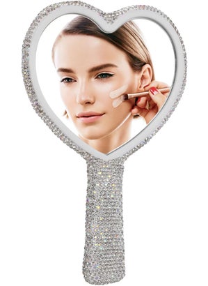 Baluue Baluue Rhinestone Heart Mirror - Cute Lash Travel Mirror for Women & Girls 