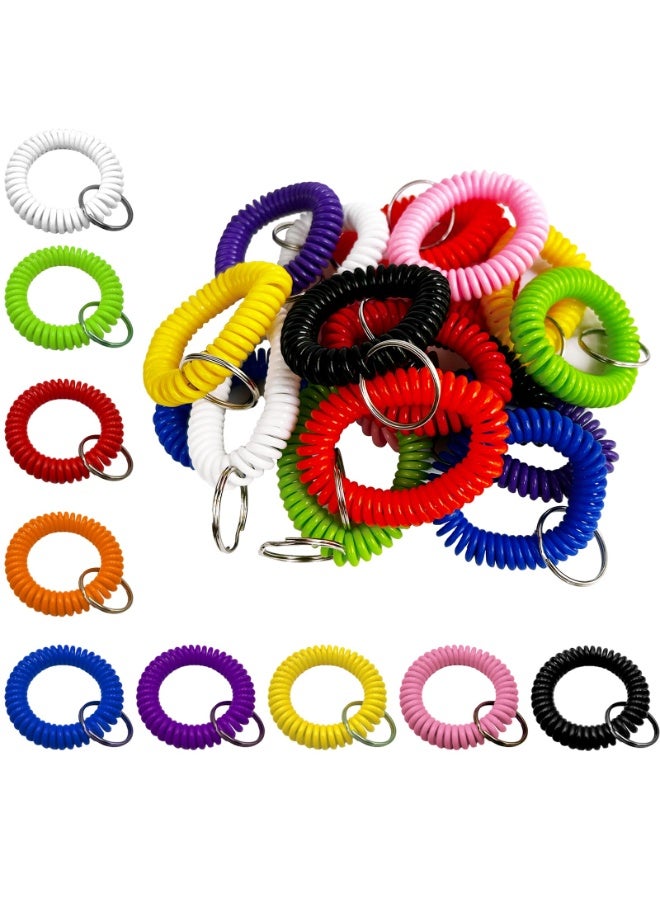 12 Pack Color Spring Spiral Wrist Coil Keychain, Various Colors, Wristband Keychain, Suitable For Hair Tie, Decorative For Backpacks, Etc - Image 1