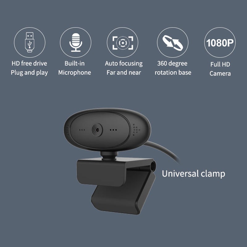 1080P HD Computer Camera Video Conference Camera Webcam 2 Mega Pixel Auto Focus 360° Rotation USB Plug & Play with Microphone for Video Meeting Online Teaching Training Live Webcasting - Image 2