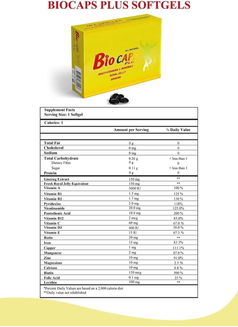 Bio Caps Plus Vitamins And Minerals 60 Capsules (2 Pieces) - pzsku/ZA6F357FB2F0455B2D783Z/45/_/1722246499/2e7d9e66-6dd9-44e2-b30f-dfeb6cb94ae1