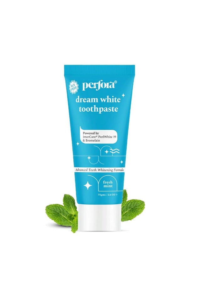 Perfora Teeth Whitening Toothpaste - 75 gms | Oral Care | Teeth Whitening | FprKids & Adults | SLS Free | No Artificial Sweeteners | Made Safe Certified | Vegan Friendly Gel Toothpaste - Fresh Mint - Image 1