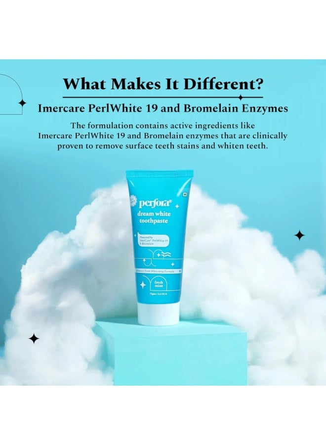 Perfora Teeth Whitening Toothpaste - 75 gms | Oral Care | Teeth Whitening | FprKids & Adults | SLS Free | No Artificial Sweeteners | Made Safe Certified | Vegan Friendly Gel Toothpaste - Fresh Mint - Image 3