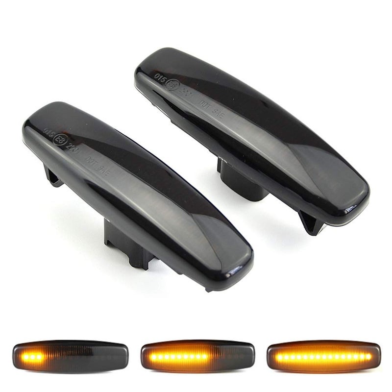 csslyzl 2Pcs Dynamic Flowing Sequential LED Side Marker Turn Signal lights Compatible with Infiniti FX35 FX37 G35 M35 M37 Nissan Murano Fuga Pathfinder Skyline Smoked Lens