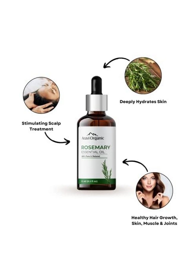 Aravi Organic 100% Pure Lavender And Rosemary Essential Oil For Hair Growth, Hair Fall Control And Skin Care - For Women And Men -15 Ml Each  - Image 2